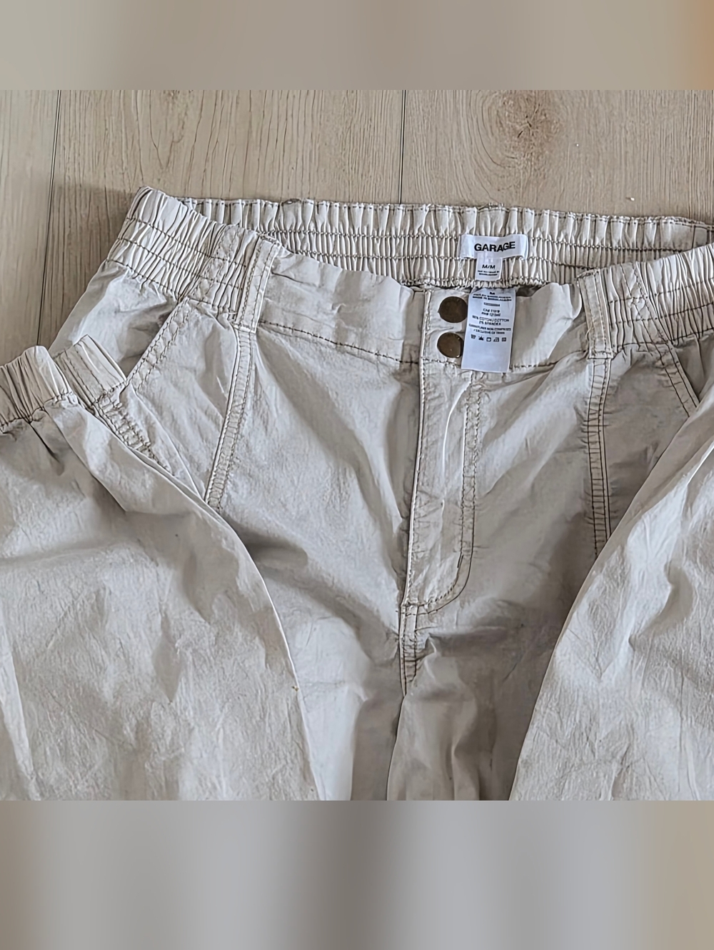 Garage  Neutral Cream Elastic-Waist Cargo Jogger Pants MEDIUM